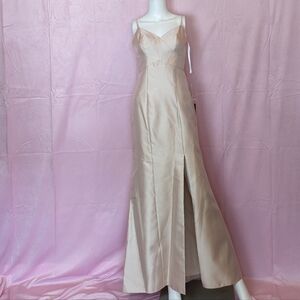 Alfred Sung Sateen Twill Sleeveless Trumpet Fit and Flare Bridesmaid Dress
